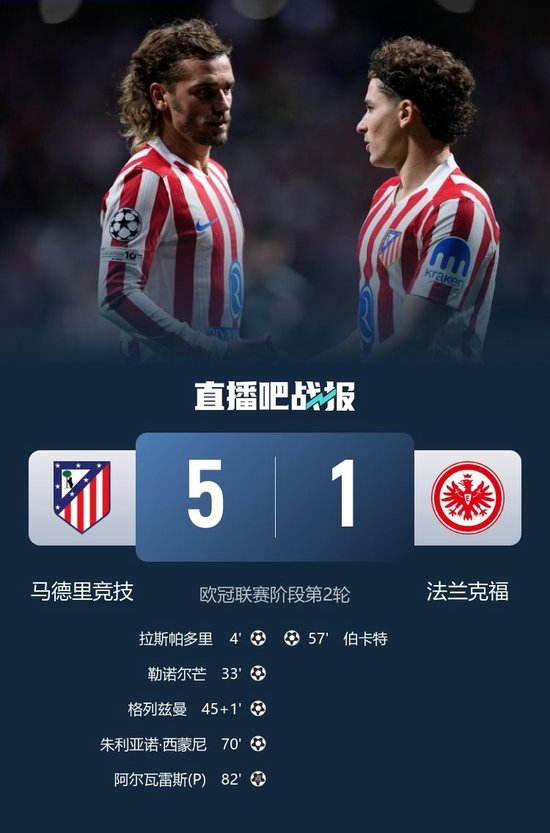 连场大胜！马竞5-1法兰克福 小蜘蛛1球2助格子200球里程碑+造点__连场大胜！马竞5-1法兰克福 小蜘蛛1球2助格子200球里程碑+造点