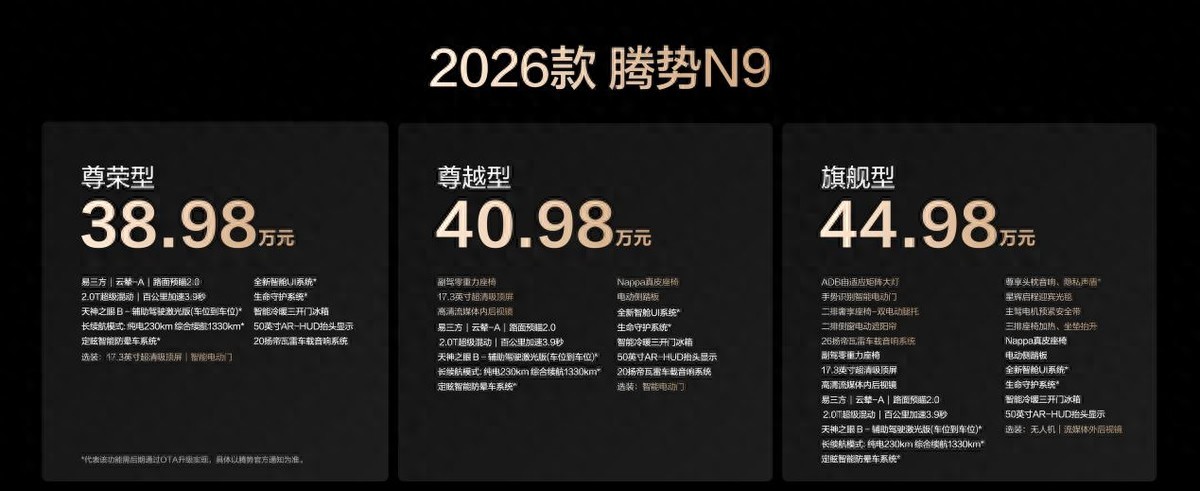 三破高速避让世界纪录!2026款腾势N9正式上市,38.98万元起!__三破高速避让世界纪录!2026款腾势N9正式上市,38.98万元起!