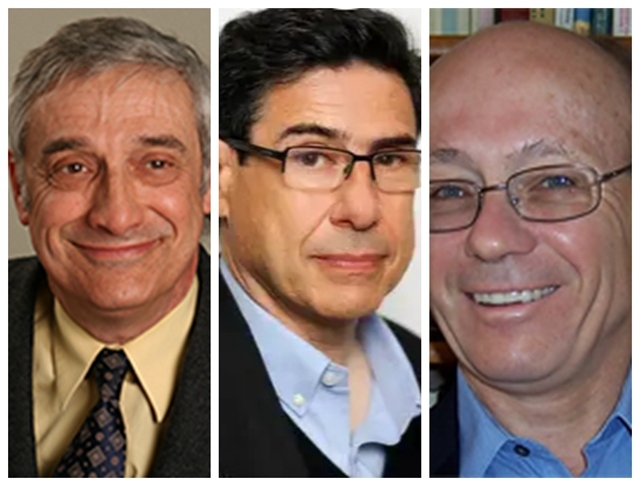 乔尔·莫基尔、菲利普·阿吉翁和彼得·豪伊特(从左至右)。